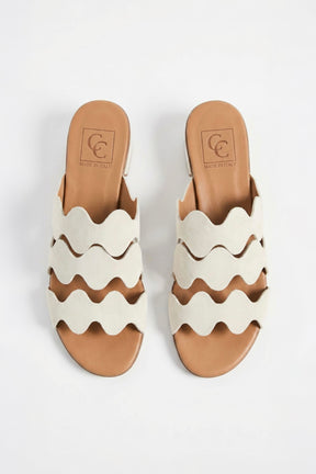 Heeled Sandal Wave | Off-White Calf Suede