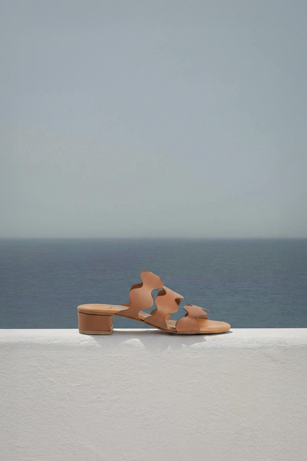 Heeled Sandal Wave | Light Brown Calf Leather
