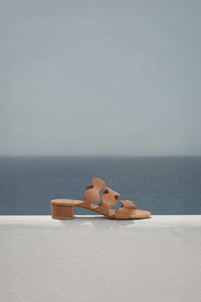 Heeled Sandal Wave | Light Brown Calf Leather