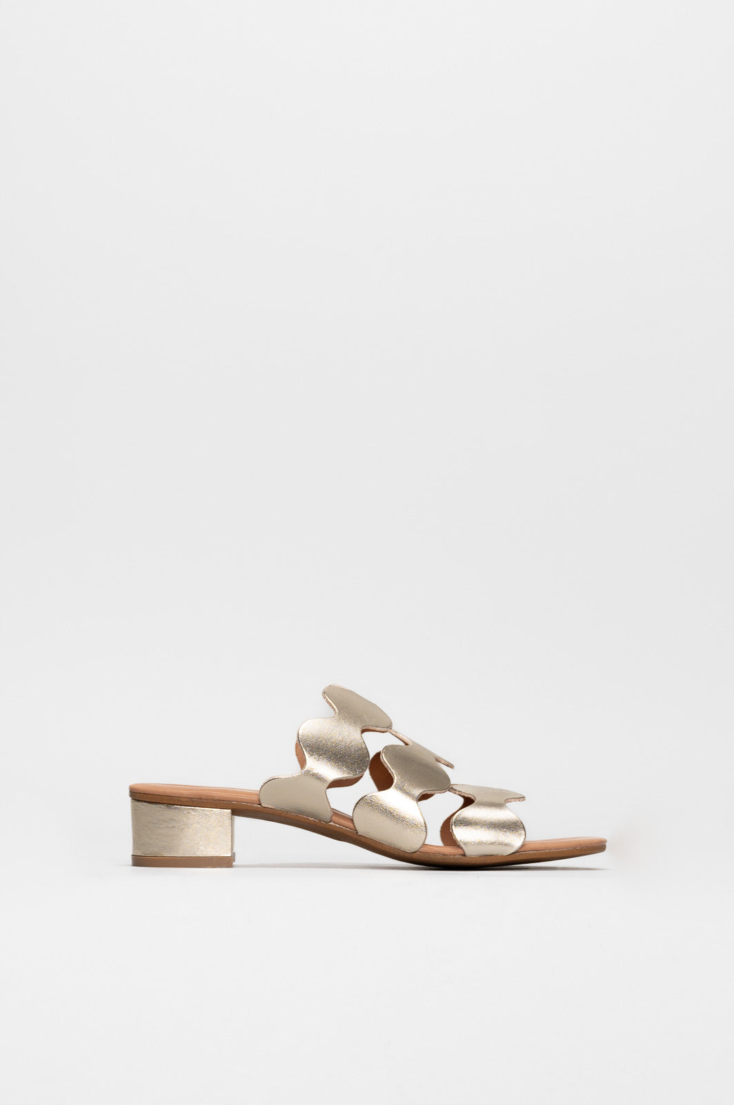 Heeled Sandal Wave | Shiny Platino Calf Leather