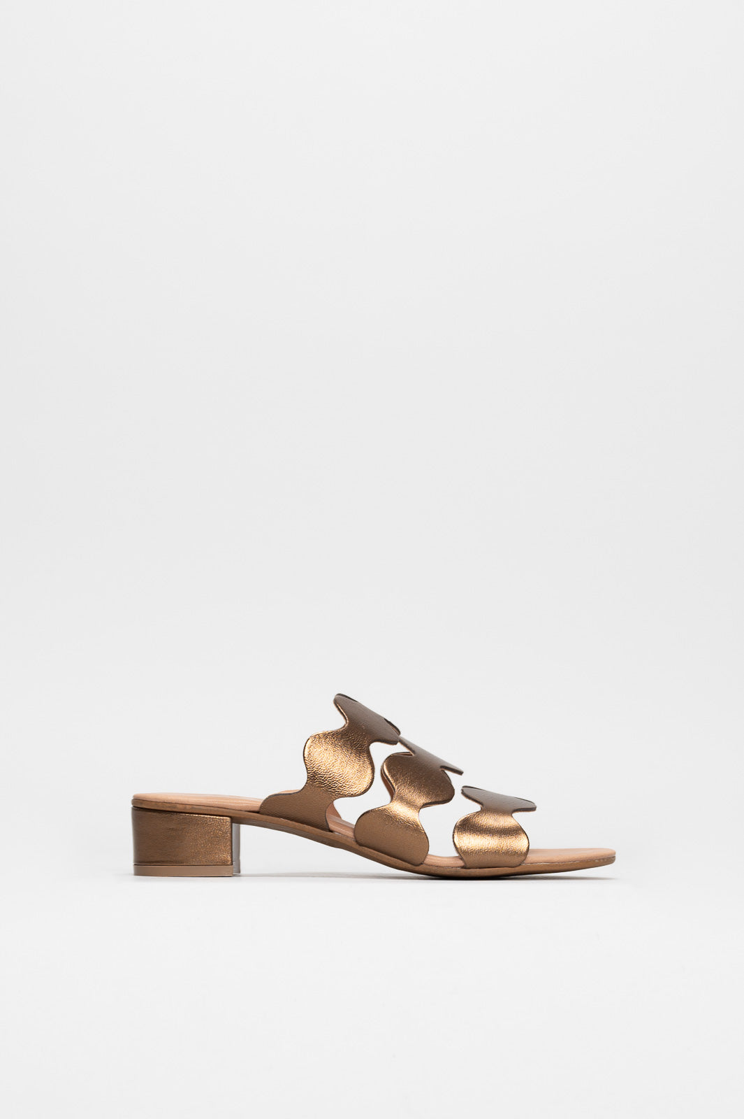 Heeled Sandal Wave | Bronze Metallic Leather