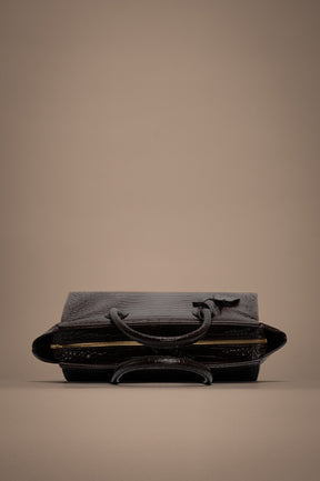 Crossbody Handbag Lioré | Brown Croco Embossed Calf Leather