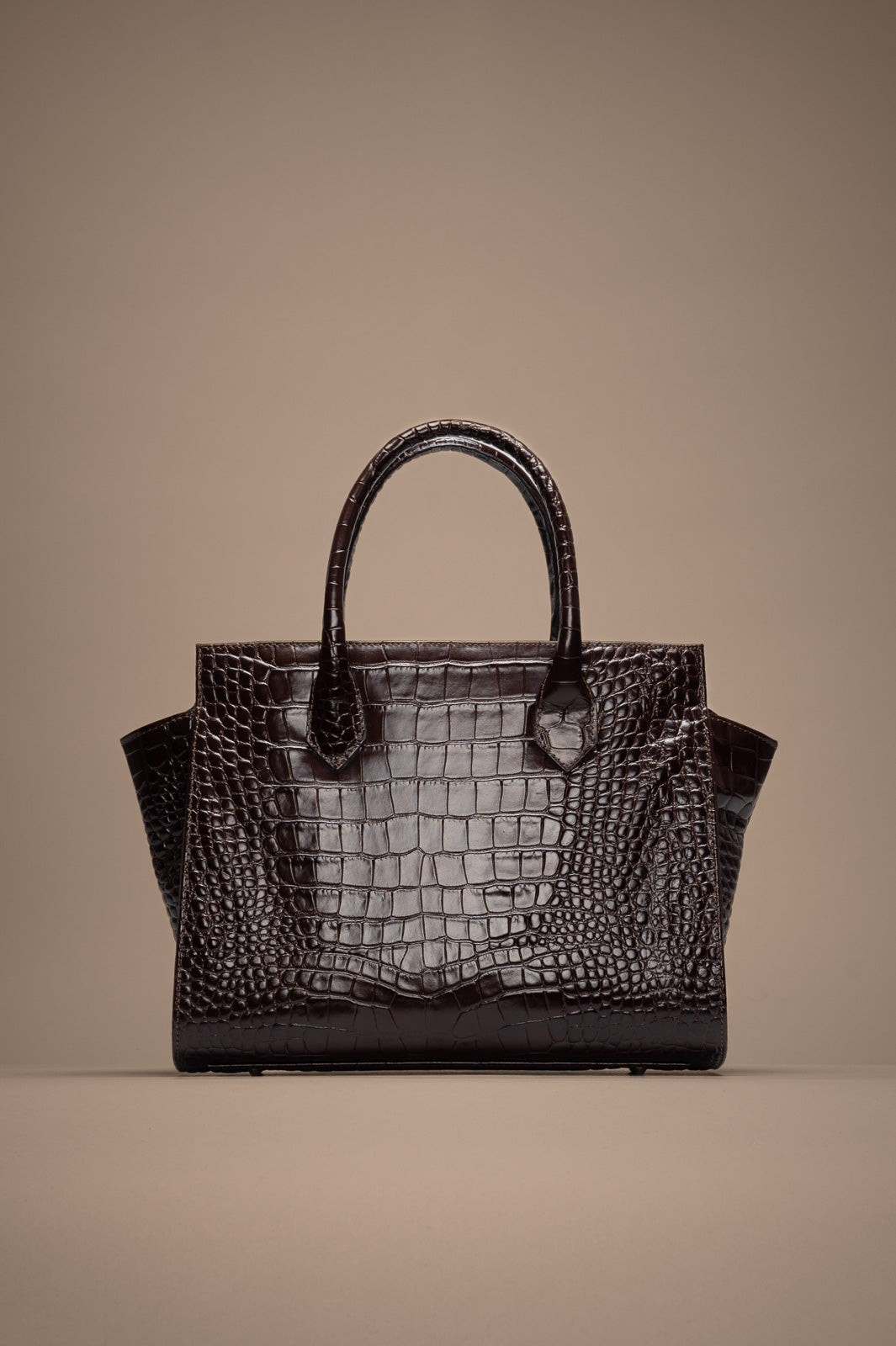 Crossbody Handbag Lioré | Brown Croco Embossed Calf Leather