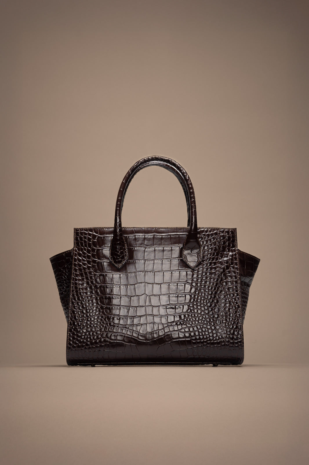 Crossbody Handbag Lioré | Brown Croco Embossed Calf Leather