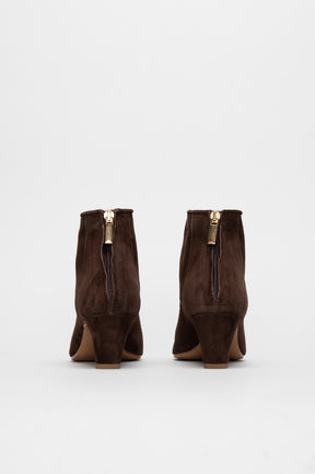 Mid-Heel Ankle Boot Cara | Cacao Brown Soft Suede