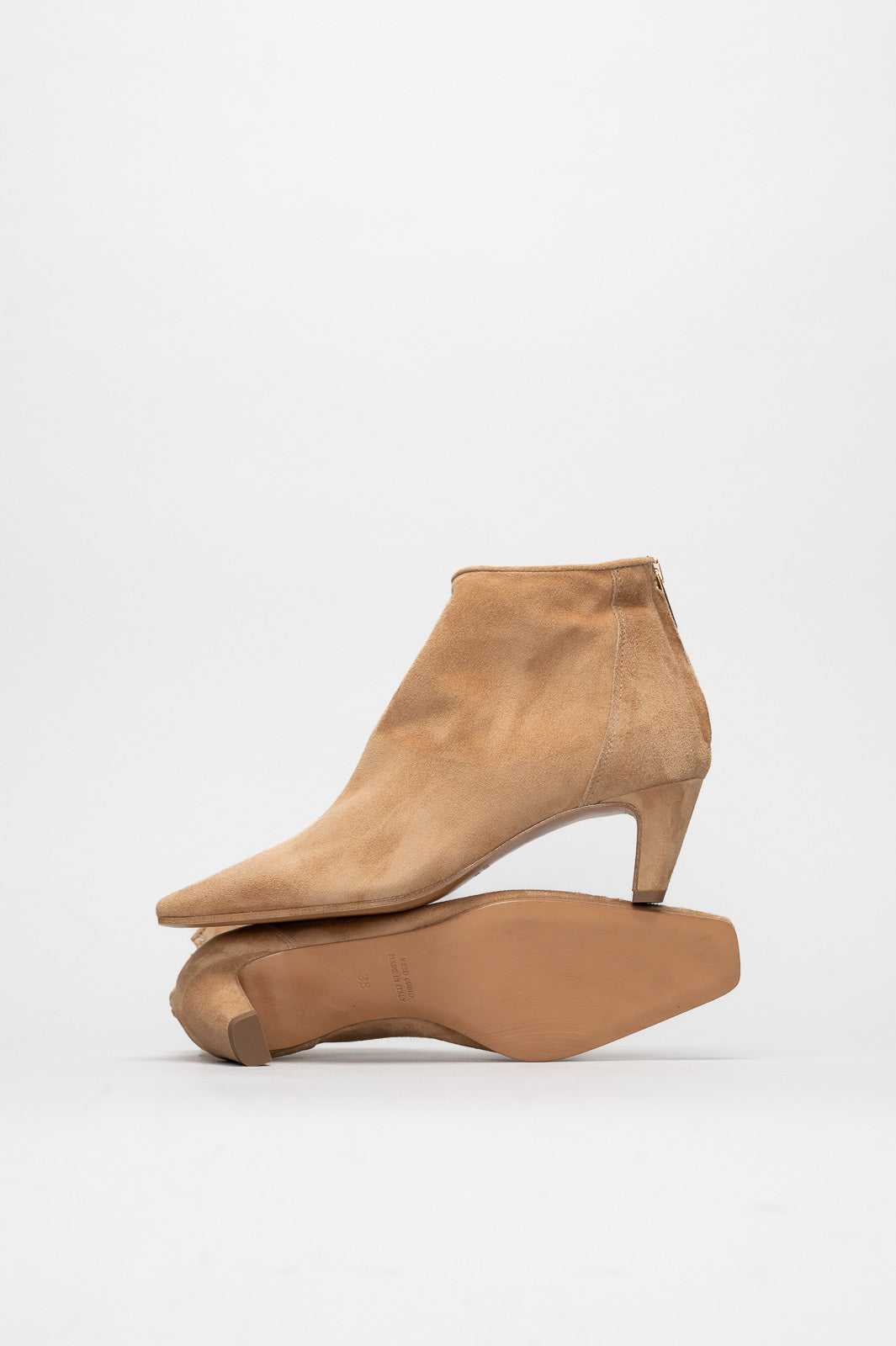 Mid-Heel Ankle Boot Cara | Warm Beige Soft Suede