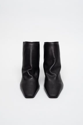 Mid-Heel Ankle Boot Chail | Black Perforated Nappa Leather