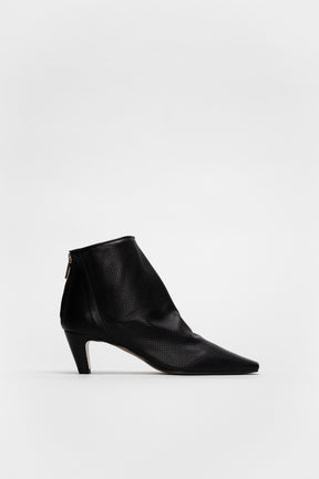 Mid-Heel Ankle Boot Chail | Black Perforated Nappa Leather