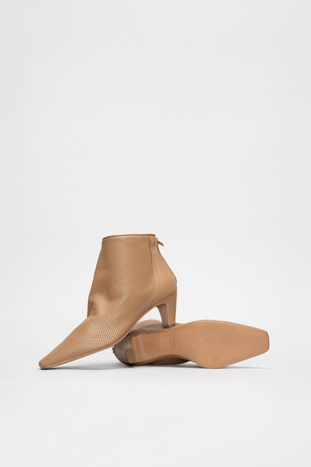Mid-Heel Ankle Boot Chail | Beige Perforated Nappa Leather