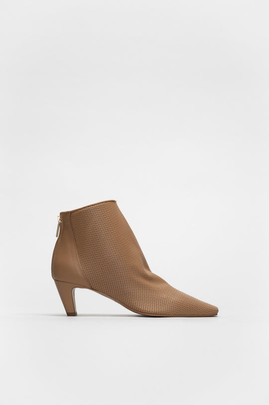 Mid-Heel Ankle Boot Chail | Beige Perforated Nappa Leather