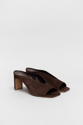 High-Heeled Sandal Khai | Cacao Brown Soft Suede