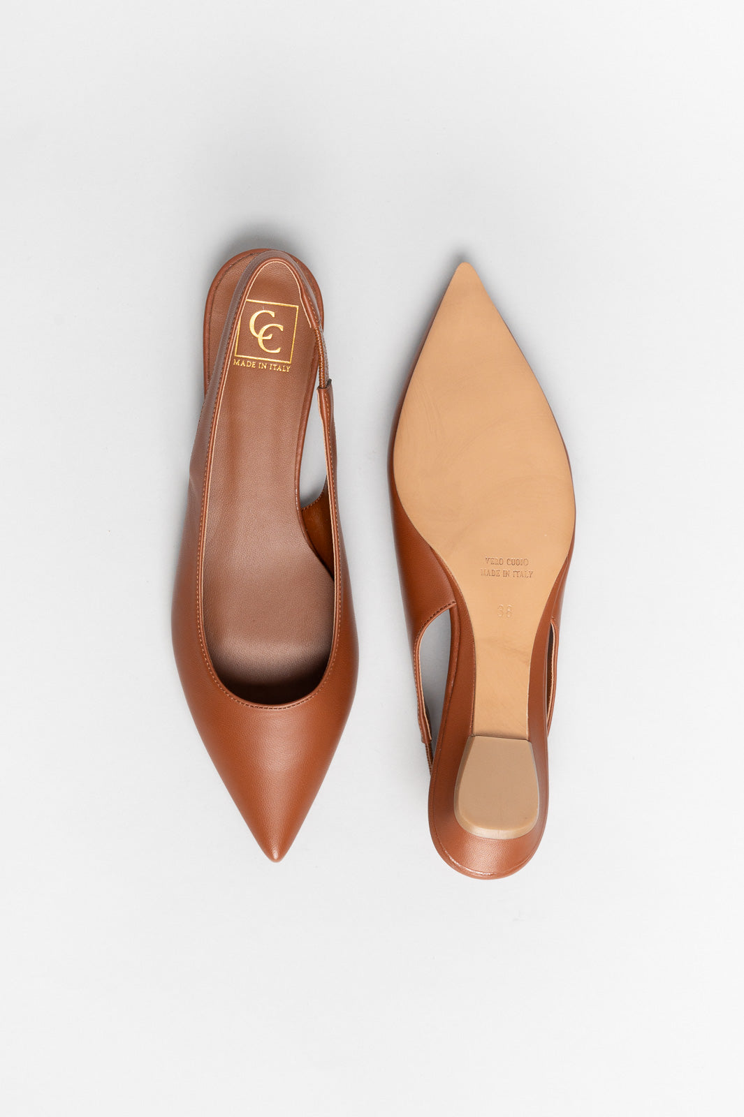 Slingback Flat Sekay | Mid-Brown Nappa Leather