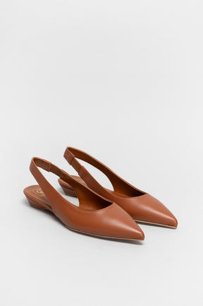 Slingback Flat Sekay | Mid-Brown Nappa Leather