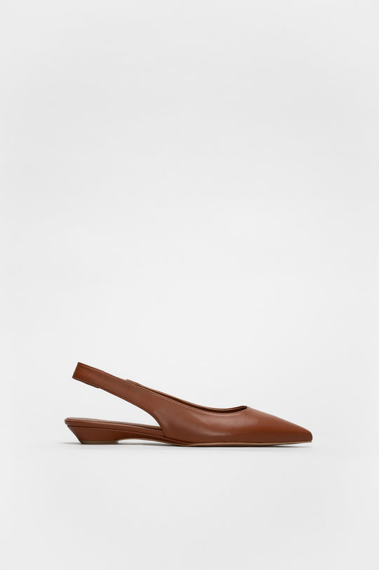 Slingback Flat Sekay | Mid-Brown Nappa Leather