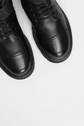 Shearling Lace-up Boot Gilda | Black Buffalo Leather