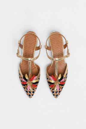 T-Strap Pump Heleni | Decorative Pattern Calf Leather
