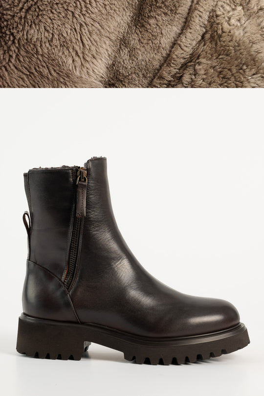 Shearling Boot Darcy | Brown Calf Leather