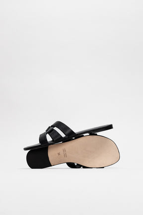 Flat Sandal Lauren | Noble Black Calf Leather