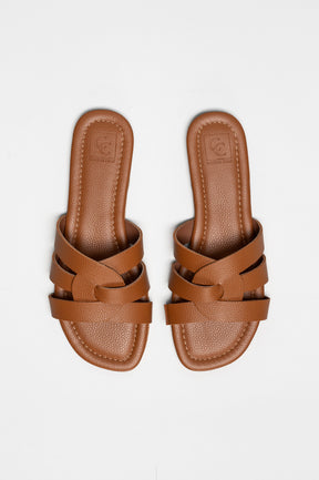 Flat Sandal Lauren | Maple Brown Calf Leather