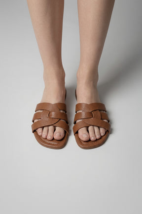 Flat Sandal Lauren | Maple Brown Calf Leather