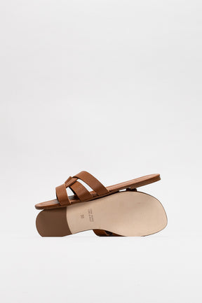 Flat Sandal Lauren | Maple Brown Calf Leather