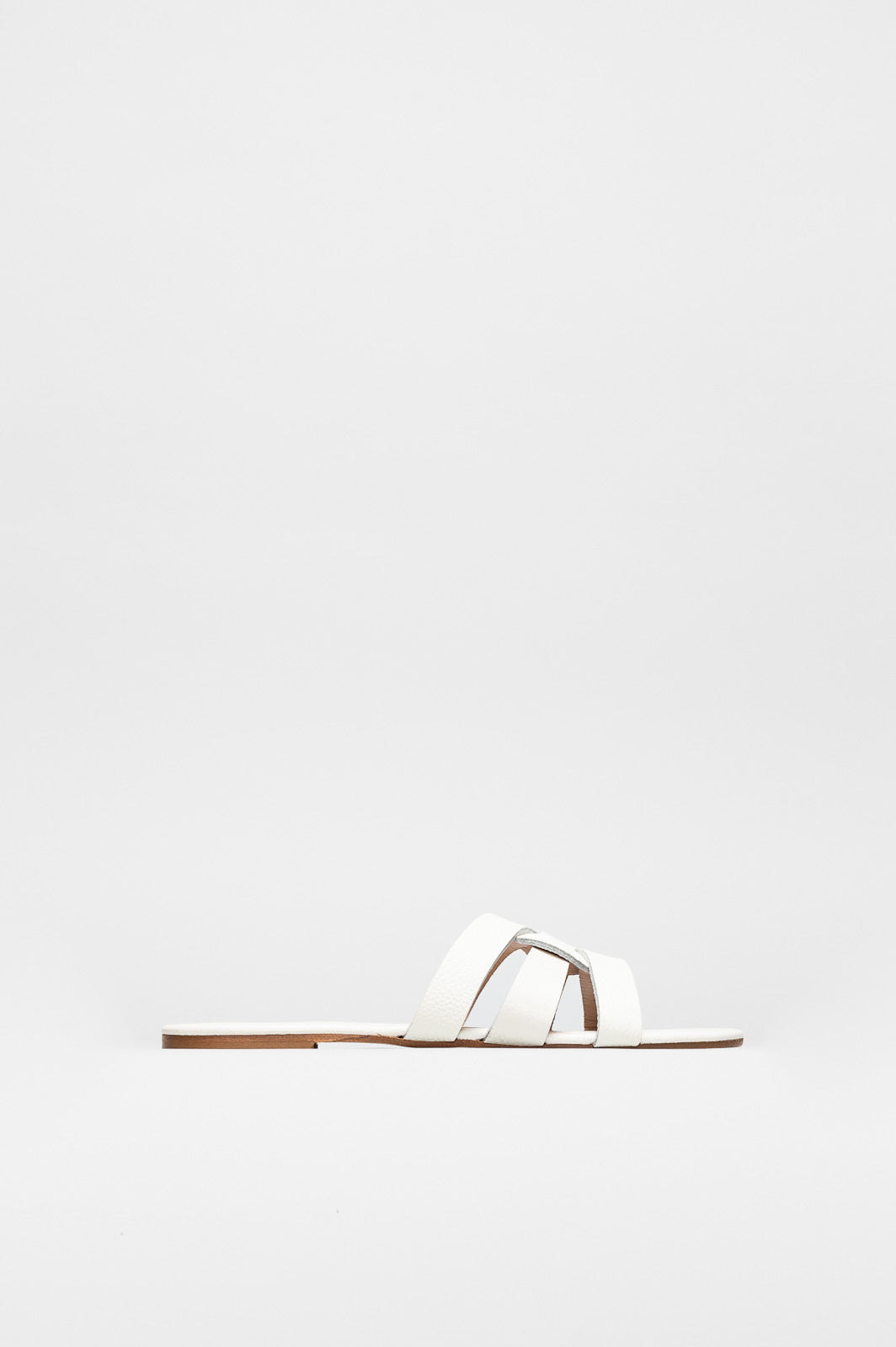 Flat Sandal Lauren | Pearl White Calf Leather