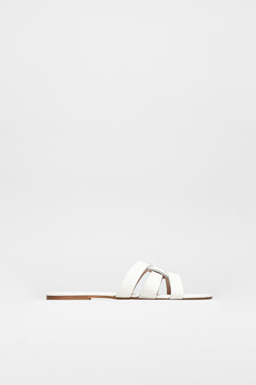 Flat Sandal Lauren | Pearl White Calf Leather
