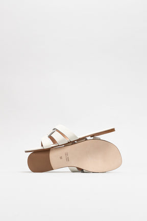 Flat Sandal Lauren | Pearl White Calf Leather
