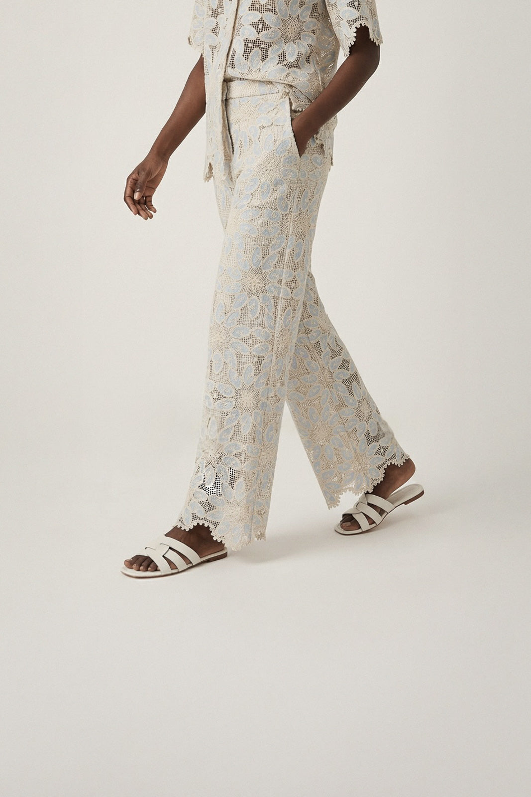 Flat Sandal Lauren | Pearl White Calf Leather