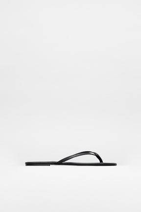 Thong Sandal Lila | Deep Black Calf Leather