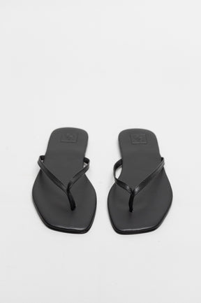 Thong Sandal Lila | Deep Black Calf Leather