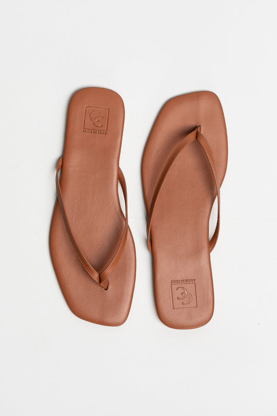 Thong Sandal Lila | Maple Brown Calf Leather