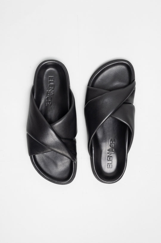 Crossover Sandal Serena | Midnight Black Nappa Leather