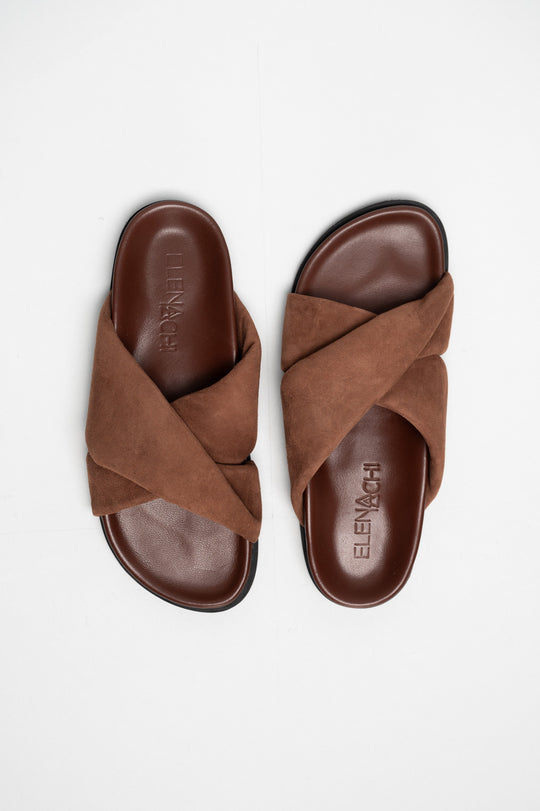 Crossover Sandal Serena | Walnut Brown Soft Suede