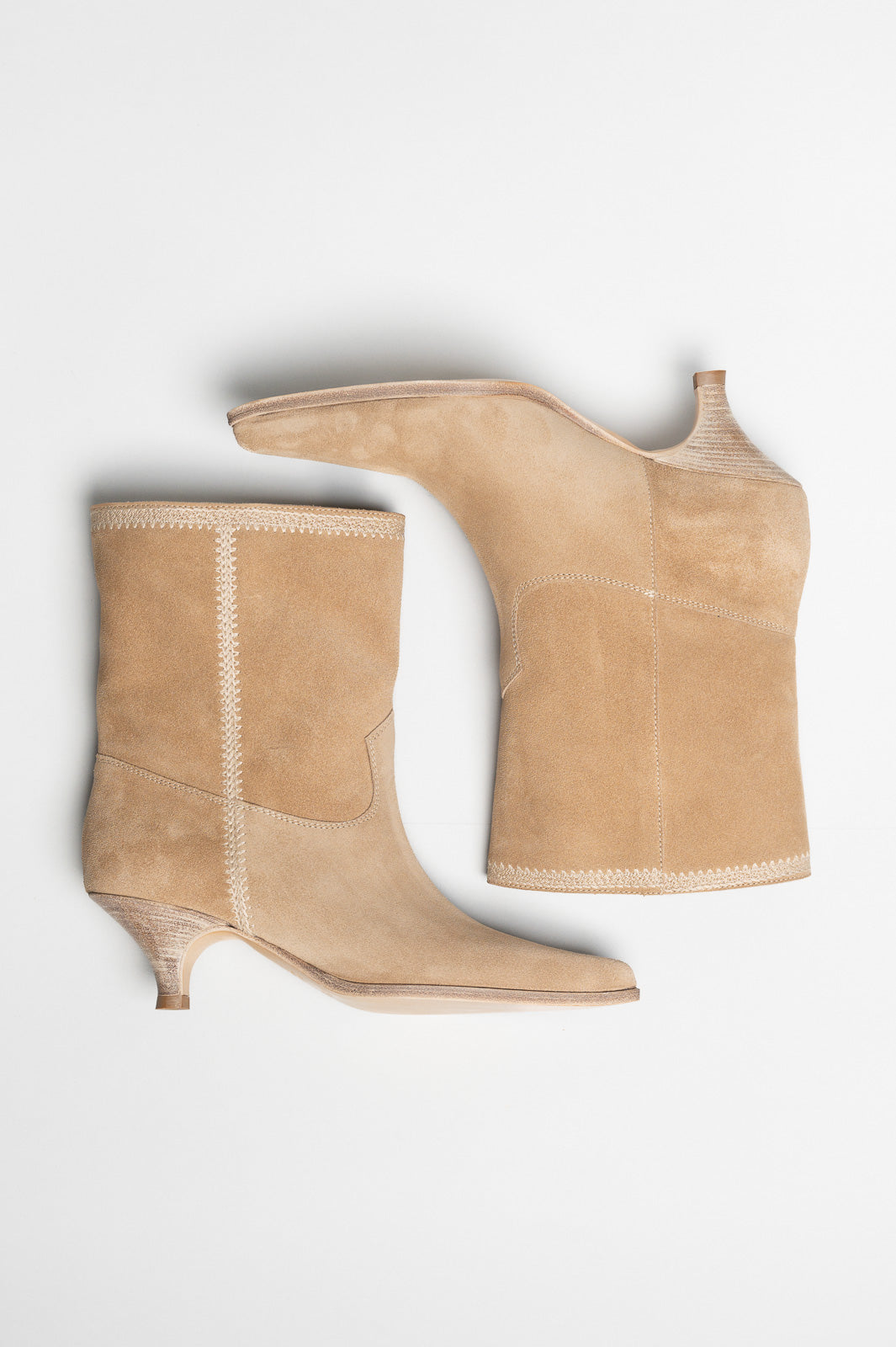 Embroidery Ankle Boot Thais | Sand Beige Suede