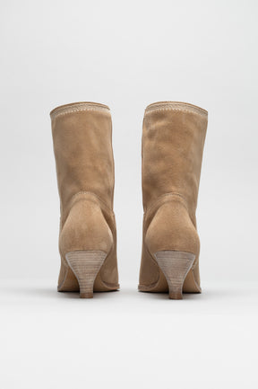 Embroidery Ankle Boot Thais | Sand Beige Suede