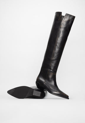 Over-Knee Boot Say | Off-Black Calf Leather