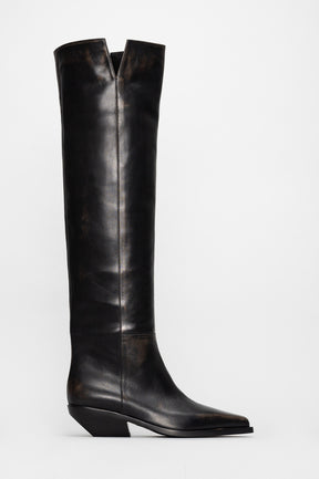 Over-Knee Boot Say | Off-Black Calf Leather