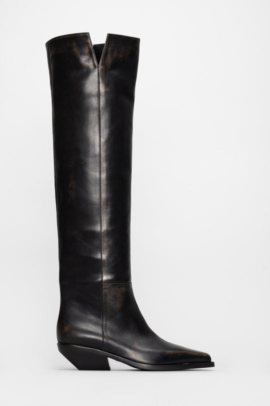 Over-Knee Boot Say | Off-Black Calf Leather