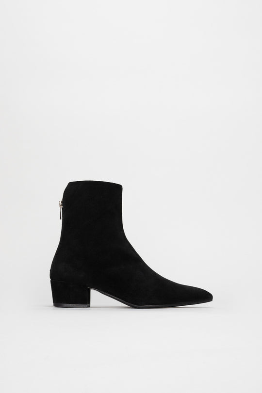 Heeled Boot Diva | Deep Black Suede