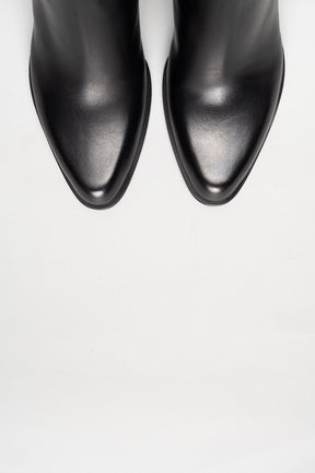 Heeled Ankle Boot Foulard | Noble Black Calf Leather