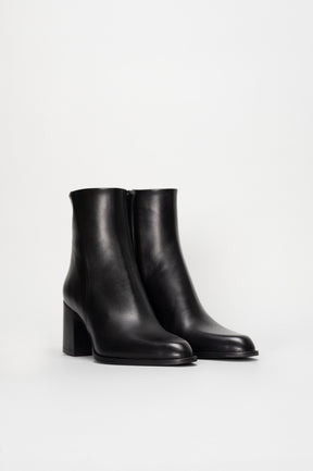 Heeled Ankle Boot Foulard | Noble Black Calf Leather