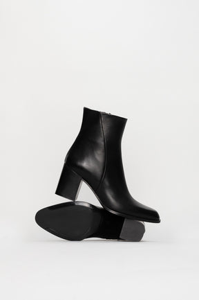 Heeled Ankle Boot Foulard | Noble Black Calf Leather