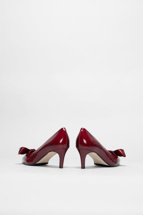 Bow Pump Tela | Cherry Crinkled Patent Nappa
