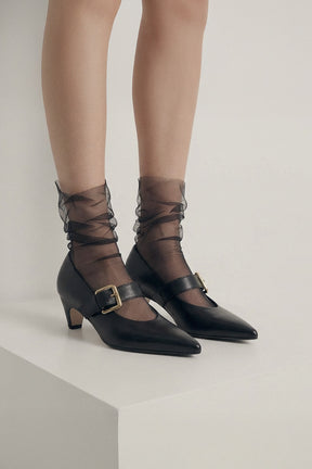 Buckle Pump Chiffon | Noble Black Nappa Leather