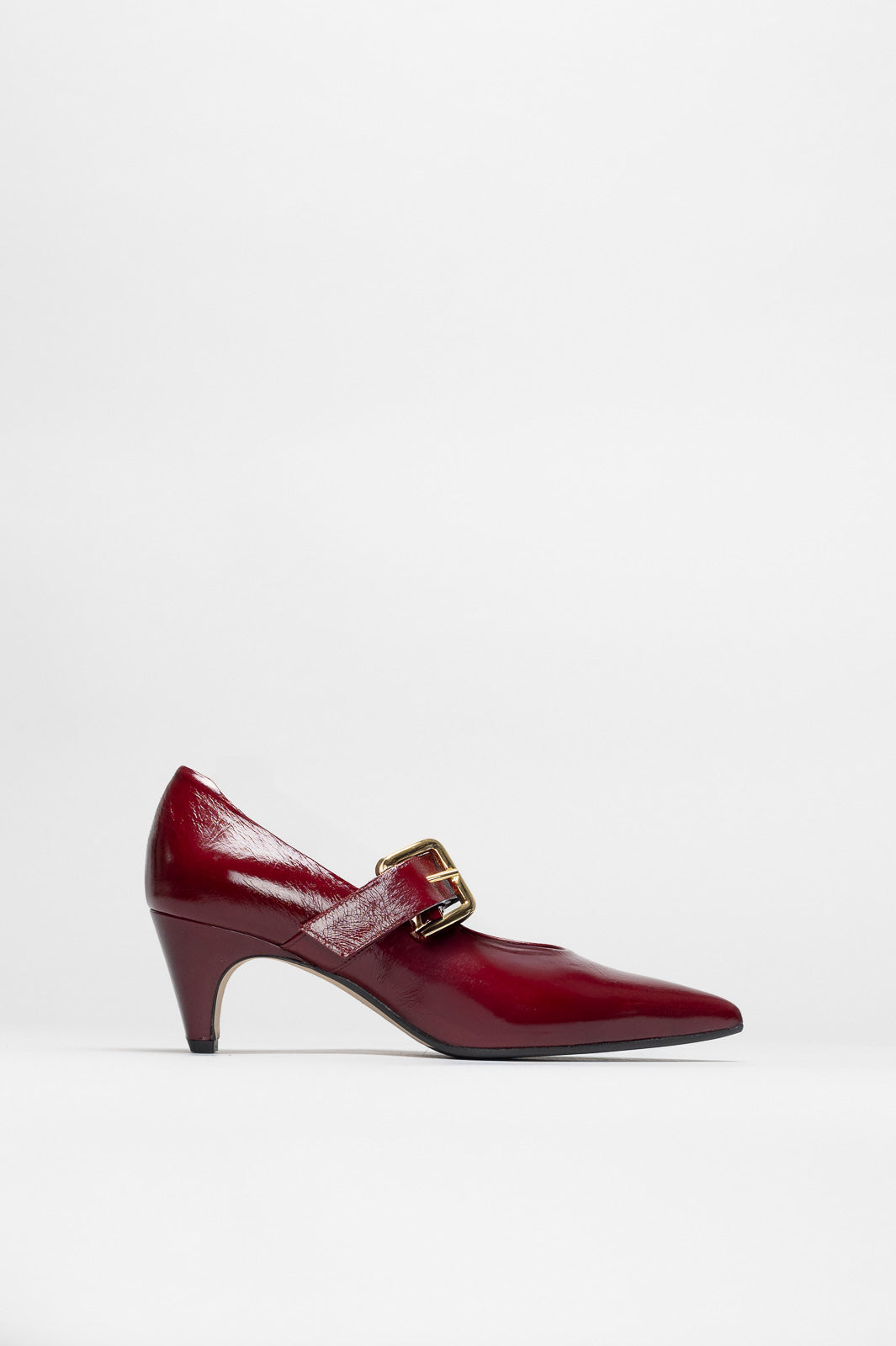 Buckle Pump Chiffon | Cherry Crinkled Patent Nappa