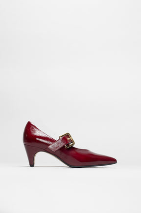 Buckle Pump Chiffon | Cherry Crinkled Patent Nappa