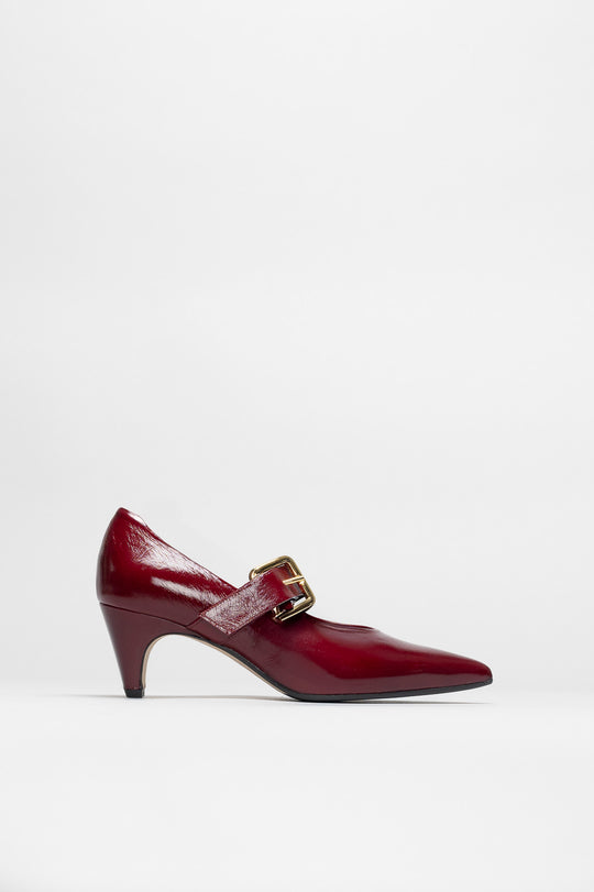 Buckle Pump Chiffon | Cherry Crinkled Patent Nappa