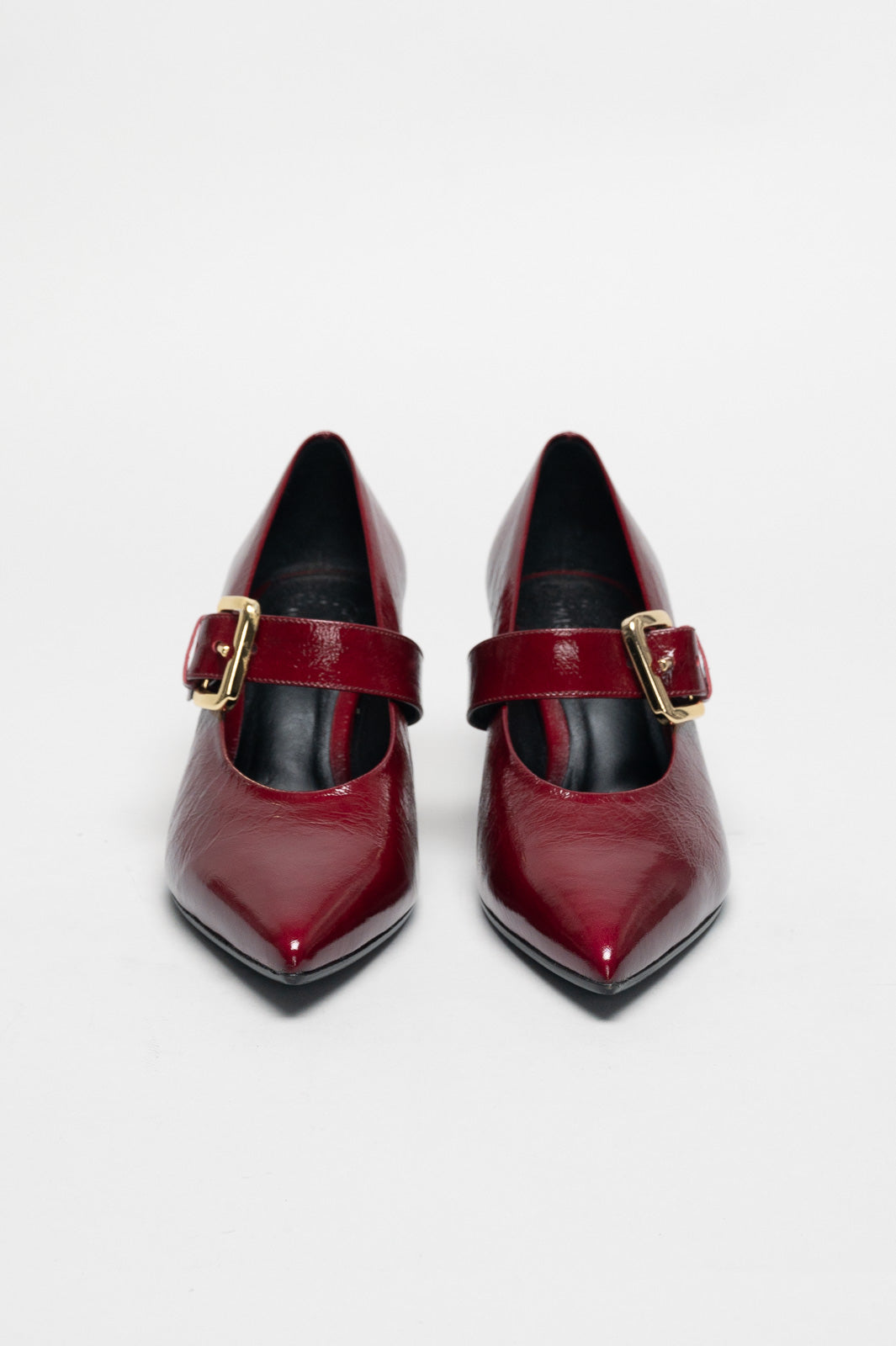Buckle Pump Chiffon | Cherry Crinkled Patent Nappa