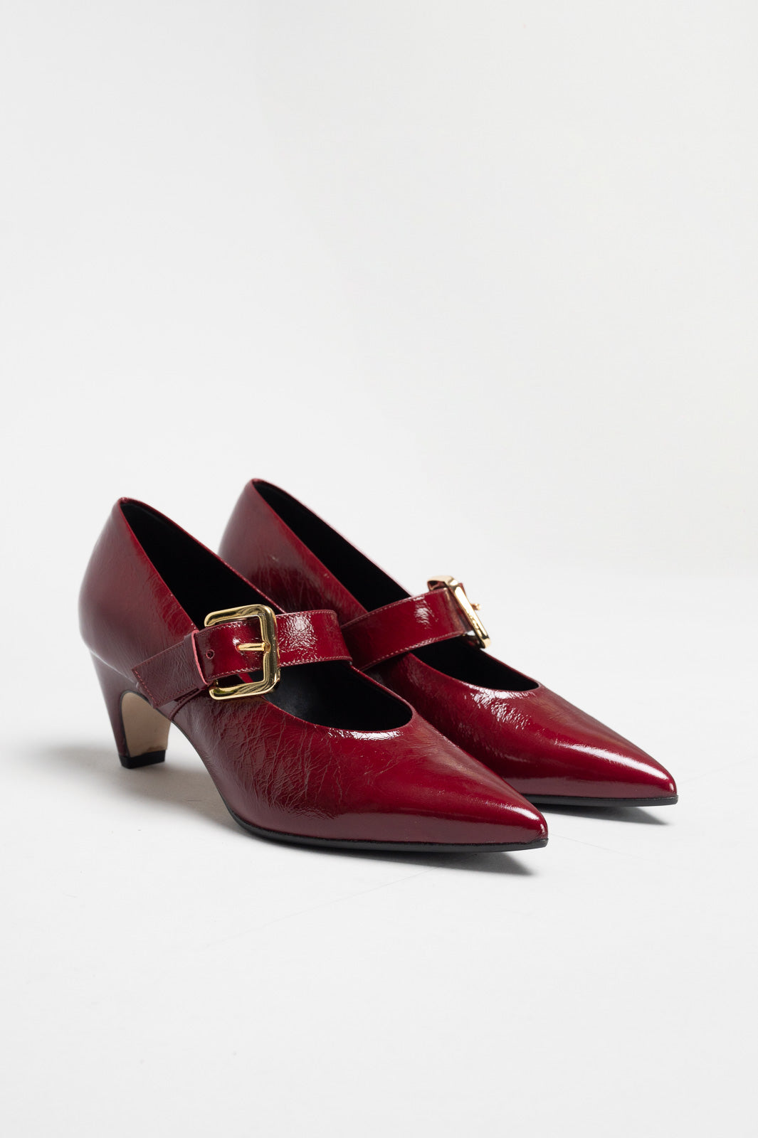 Buckle Pump Chiffon | Cherry Crinkled Patent Nappa